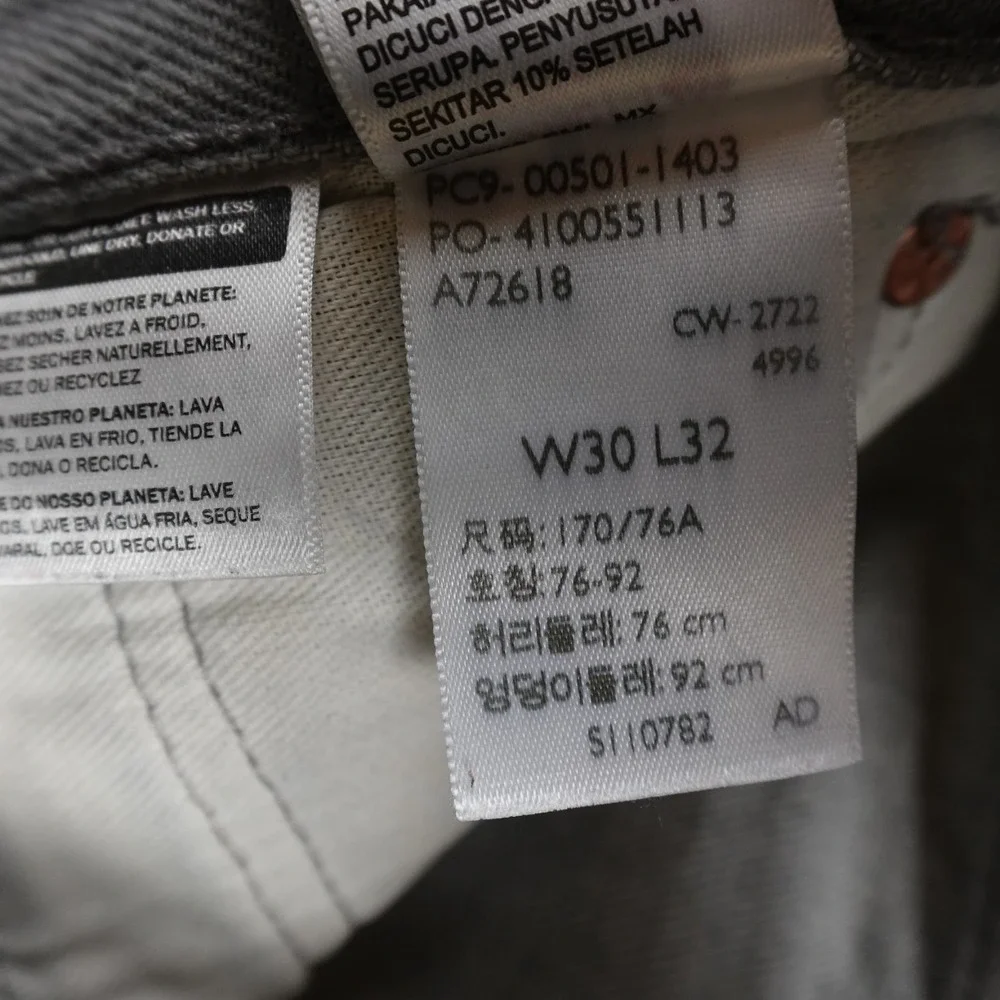 Levis Jeans Mens 30X32 Black Gray Denim Pants 501‎ Button Fly Straight Western